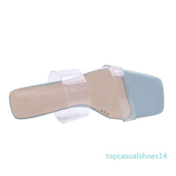

wholesale transparent jelly women slippers summer open toes fashion woman slides square heels sandals mule footwear zapatos de muje t14, Black