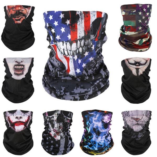 

slrtv men women skull scarf bandanas skull scarf motorcycle face seamless tubular headband magic dustproof skull mask multifunctio#489, Blue;black