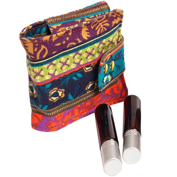

travel print daily folding storage bag essential oil organizer carrying case portable gift 6 slots colorful 10ml roller bottle