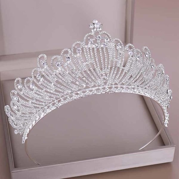 

forseven luxury european large rhinestones bridal bride wedding birthday tiaras queen princess crown hair jewelry accessories, Golden;white