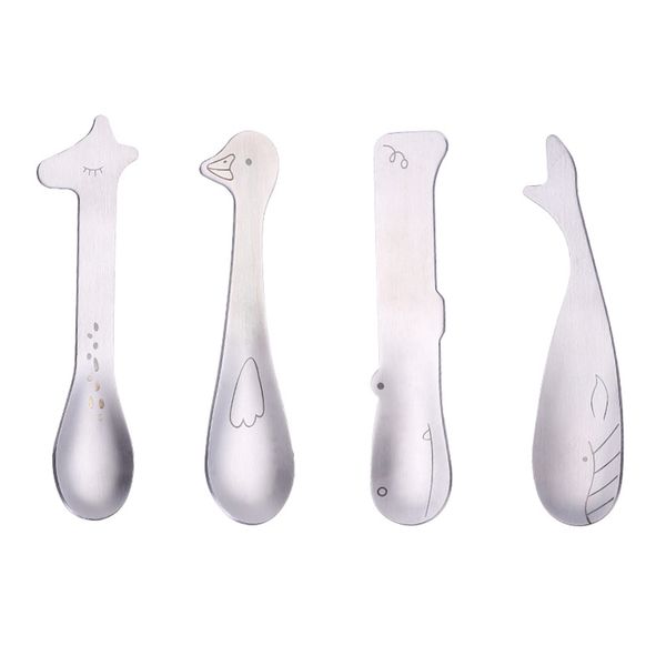 

stainless steel animal spoons silver cute cartoon giraffe hippo duck whale animal children spoons coffee/ice cream spoon