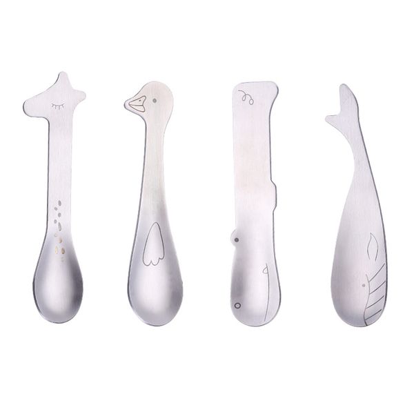 

Stainless Steel Animal Spoons Silver Cute Cartoon Giraffe Hippo Duck Whale Animal Children Spoons Coffee/Ice Cream Spoon