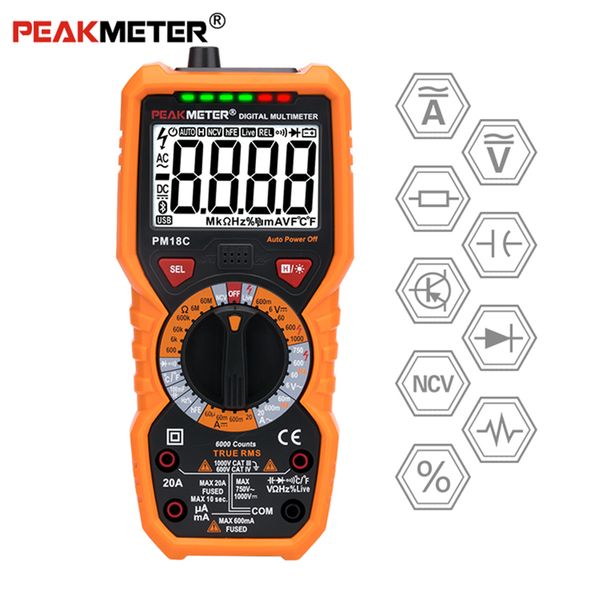 

peakmeter digital multimeter pm890c / pm890d / pm18 pm18c true rms ac/dc voltage resistance meter frequency ncv tester