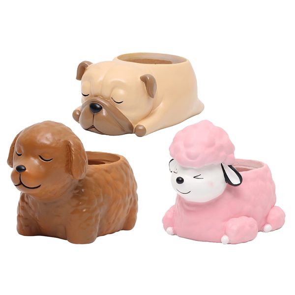 

3шт смола цветочный горшок завод контейнер сочной травы коробку с изображением собаки домашнего украшения diy