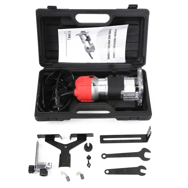 

800w 30000rpm woodworking electric trimmer 220v eu plug router wood carving machine woodworking tool with transparent base