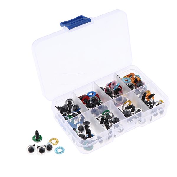 

80 pieces plastic safety toy eyes owl eyes with glitter nonwoven washer 10mm
