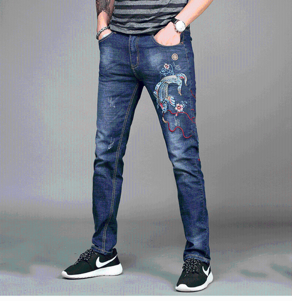 

ww5888 fashion men's jeans 2020 runway european design party style men's clothing, Blue