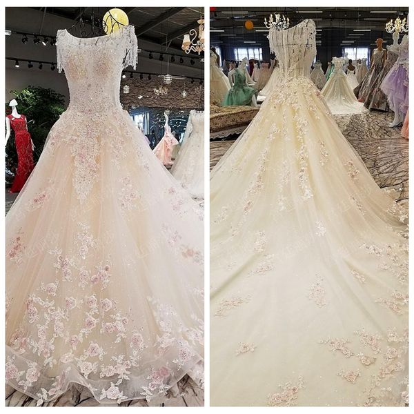 

2019 sheer princess a-line wedding dresses beading crystals zipper back bridal gowns custom formal vestidos de marriage sleeveless, White
