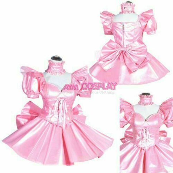 

запирающееся мини-платье sissy maid из искусственной кожи винил cd / tv сделано на заказ, Black;red