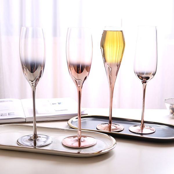 

export creative europe and the united states gradually change electroplating crystal glass red wine cup, wine glass, golden champagne gobl