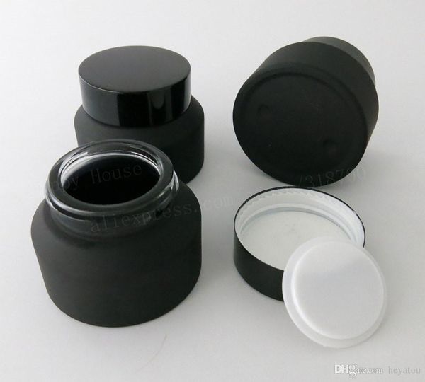 

15g 30g 50g fro t black lid with black gla cream jar white eal in ertion container co metic packaging gla cream pot