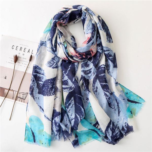 

in national customs ink painting enlarge cotton scarf autumn nation the wind all-match silk scarf more function tourism keep warm shawl, Blue;gray
