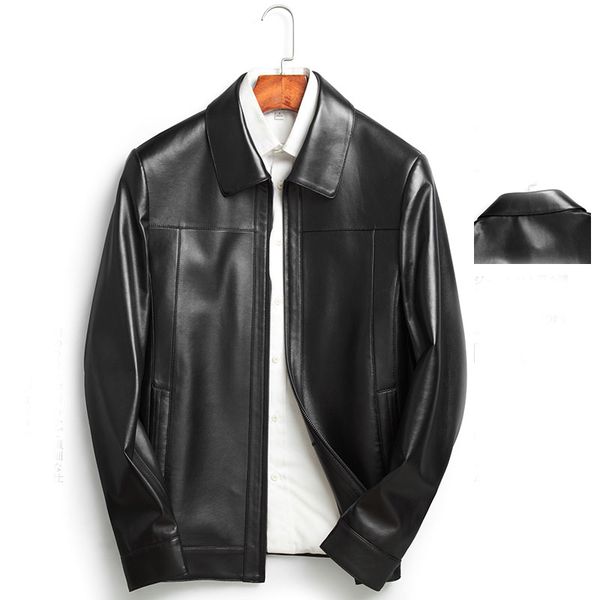

natural sheepskin leather jacket men turn down collar real leather jackets 2019 new style, Black;brown