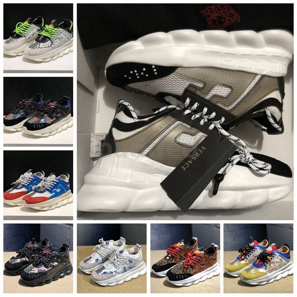 

2019 chain reaction sneakers males mens snakeskin luxury designer trainers females women casual fashion shoes lightweight link-embossed sole, White;red
