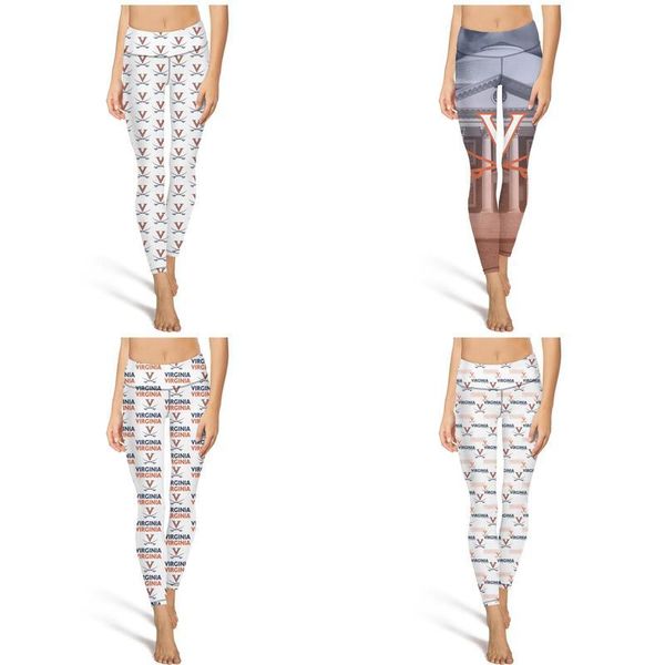

virginia cavaliers orange blue fashion women's vintage yoga pants 90 degrees casual soft suitable for fitness leggings basketball orang, Black