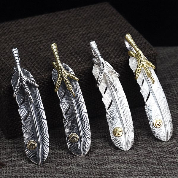 

925 silver eagle claw feather pendant genuine engraved goro s takahashi kagura retro thai silver pendant fall