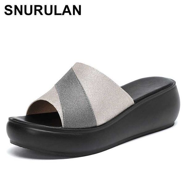 

snurulan slippers for women sandals 2020 summer wedges heels women shoes woman slippers summer sandals casual shoes, Black