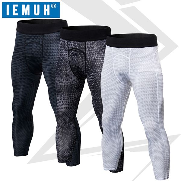 

compression 3/4 capri pant cool dry sports tights pants baselayer running leggings yoga rashguard men athletic multi sports, Black;blue