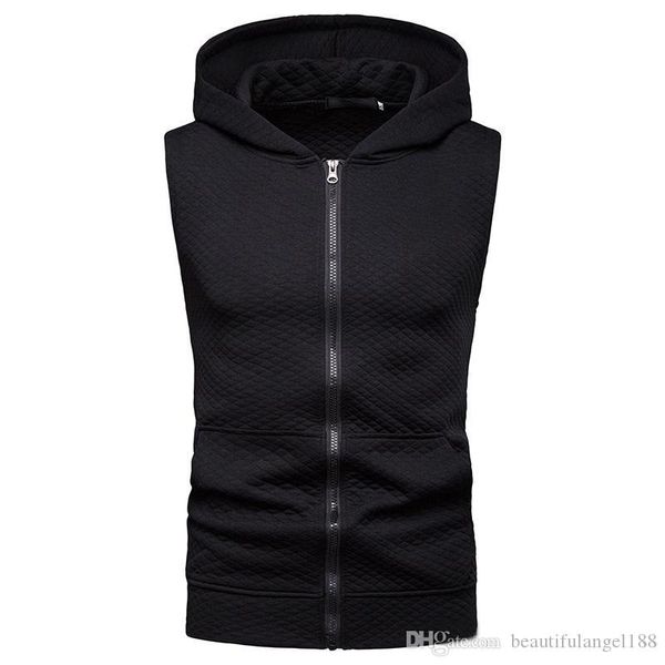 

новое поступление лето повседневная мужская без рукавов спортивная молния футболка с капюшоном ромб танк толстовки тройники мужчины бодибилд, White;black