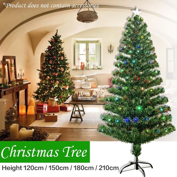 

large size 120cm/150cm/180cm/210cm colorful optic fiber lamp green christmas tree iron stand home festival decorations for home