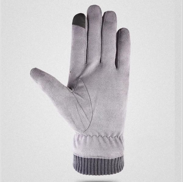 

fashion- winter warm plus velvet thick touch screen finger gloves, Blue;gray