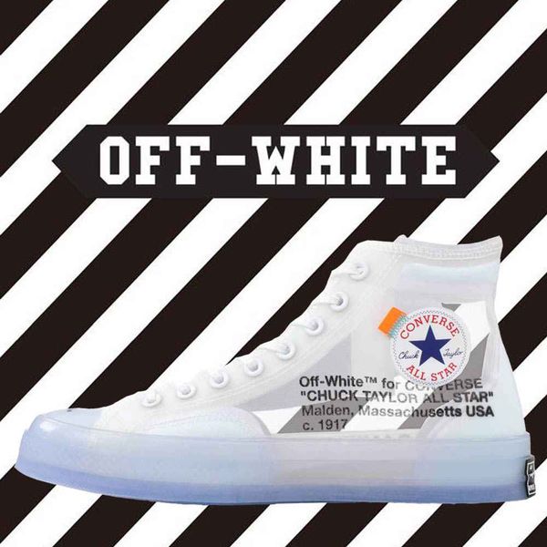 

off white x converse chuck designer all star taylor 1970s men/women clear sneakers super a running sports canvas shoes, Black