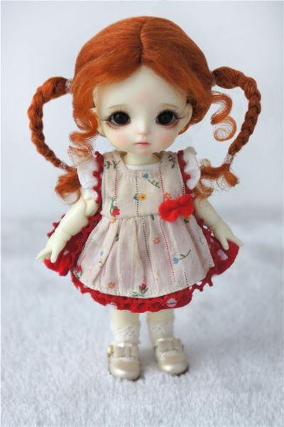 

jd556 1/8 lovely bjd mohair wig for 5-6inch doll soft doll hair in two braids fashion doll collection t200428