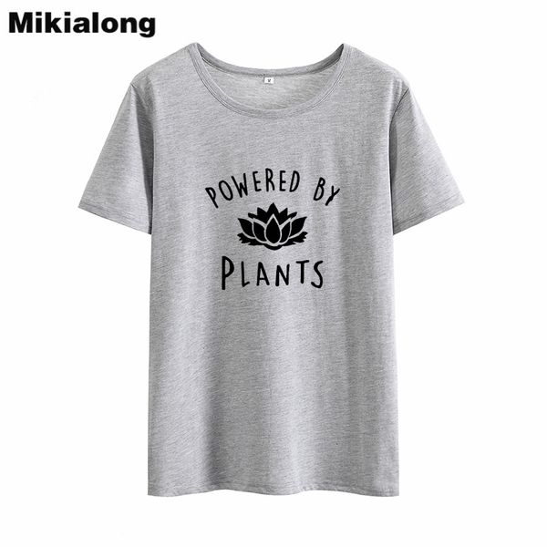 Women'S Tee Mikialong Powered By Plants Vegan T Shirt Women Summer 2019 Tee  Shirt Femme Cotton Black Women Tshirt Tumblr Camisetas Mujer Tshirts Funny  