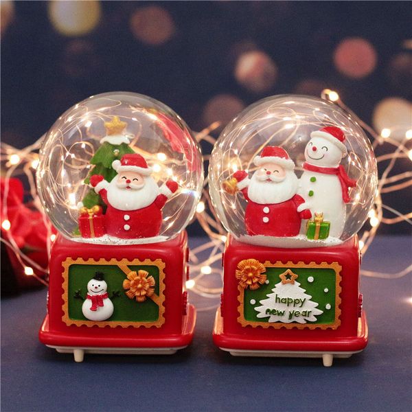 

creative new santa claus crystal ball rotating with lights snow music box music box of christmas gifts