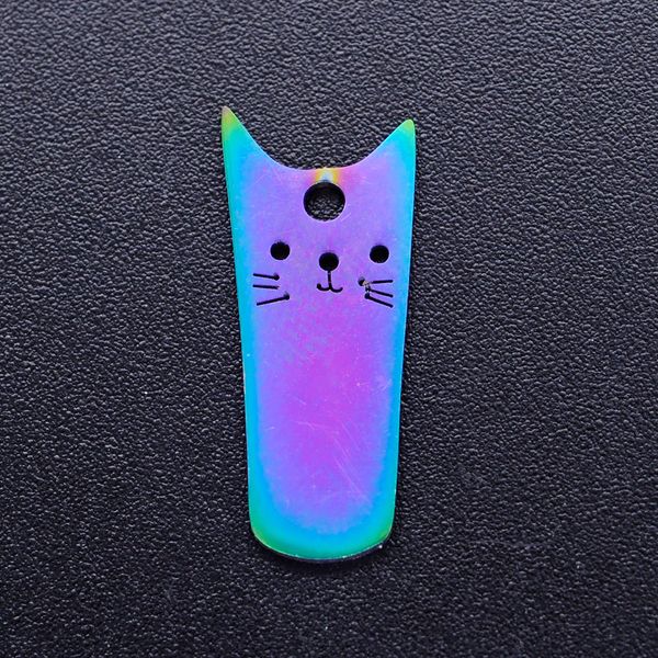 

5шт / серия 100% нержавеющей стали длинные площади мультфильм cat поделок подвески с радугой покрыло оптовая поиск charm поставщиков, Bronze;silver