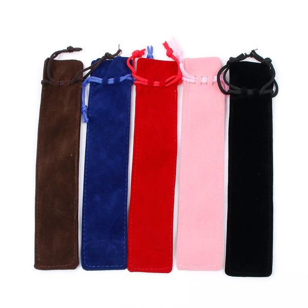 

5 pcs/pack velvet pen pouch holder single pencil bag pen case with rope for rollerball fountain ballpoint