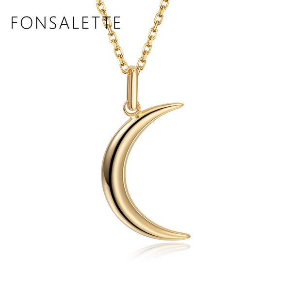 

fashion moon necklace sterling silver minimalist crescent moon pendant necklaces for women gold dainty chain jewelry