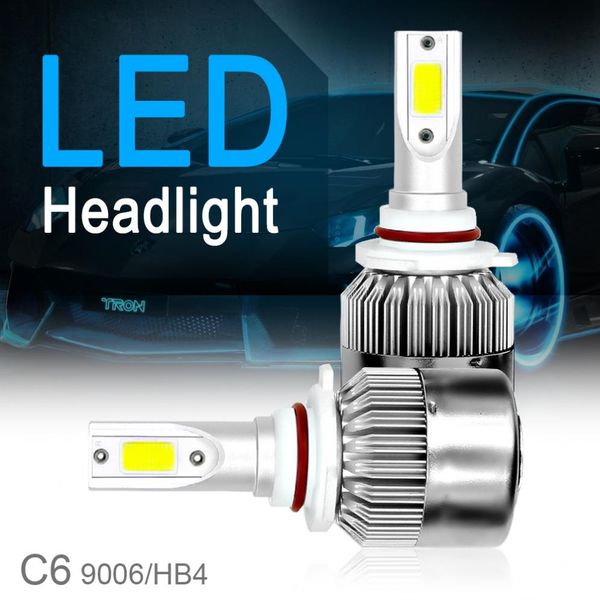 

2pcs 9006 / hb4 c6 10800lm 6000k 120w cob led car headlight kit light bulbs waterproof auto headlamp