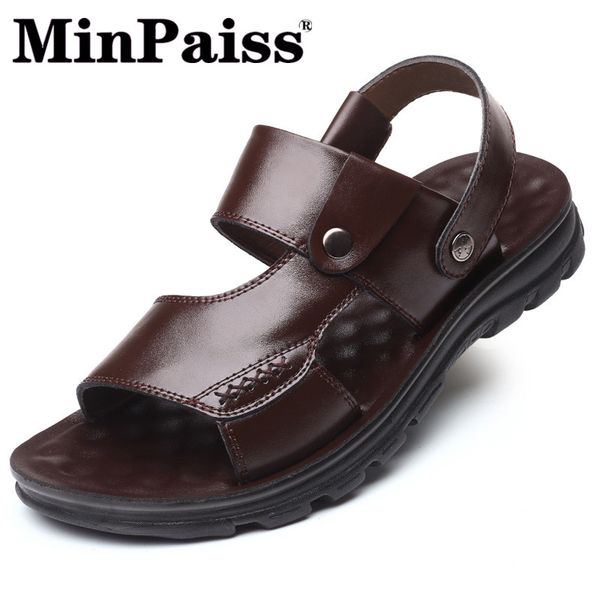 

men's leather shoes, recreational breathable beach shoes, skid-resistant and wear-resistant dual-purpose men's shoes, Black