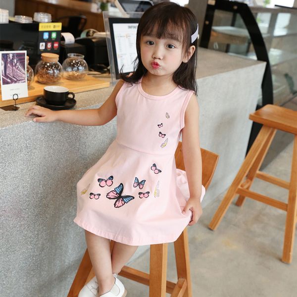 

baby girls dress 2020 new summer cotton kids dresses for 1 2 3 4 5 6 year old girl butterfly cute toddler children clothing, Red;yellow