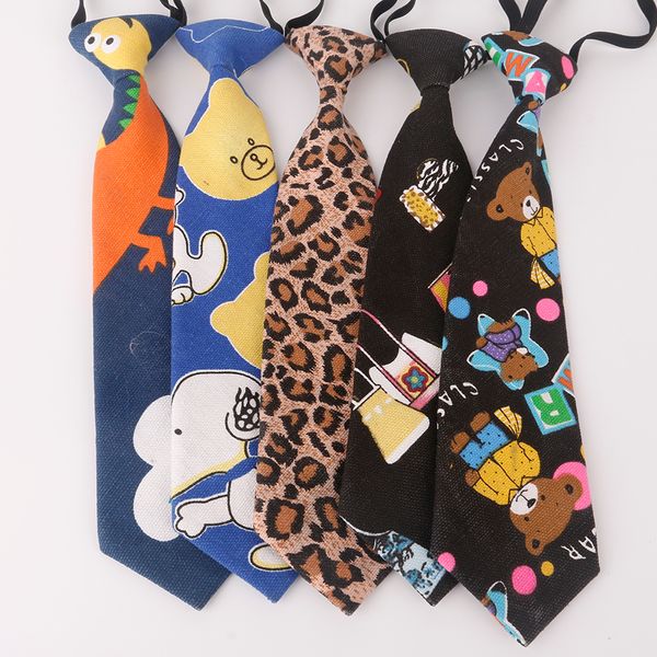 

children's convenient tie cotton and linen printing cartoon pattern children's performance p parent-child activities, Black;gray