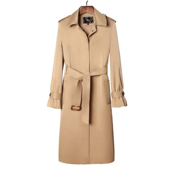 

европейские женщины пальто с длинными рукавами весна дамы пальто женские casaco feminino однобортный пальто женщина хаки пояса, Tan;black