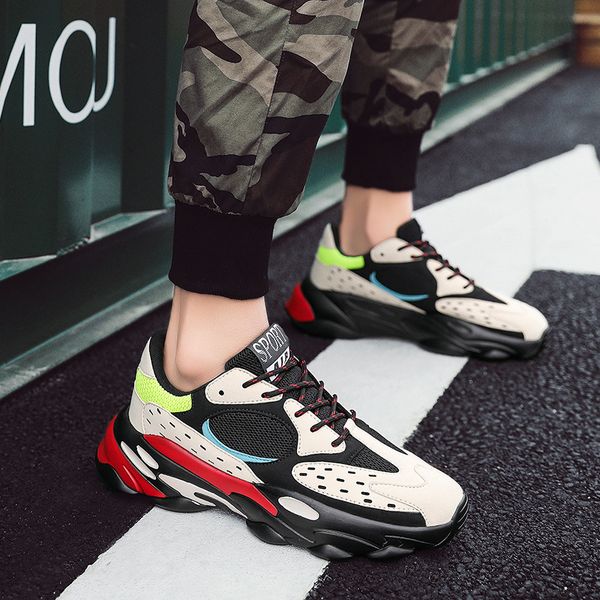 

harajuku men casual chunky sneakers 711 fashion west shoes male spring students walking zapatos de hombre tenis masculino, Black
