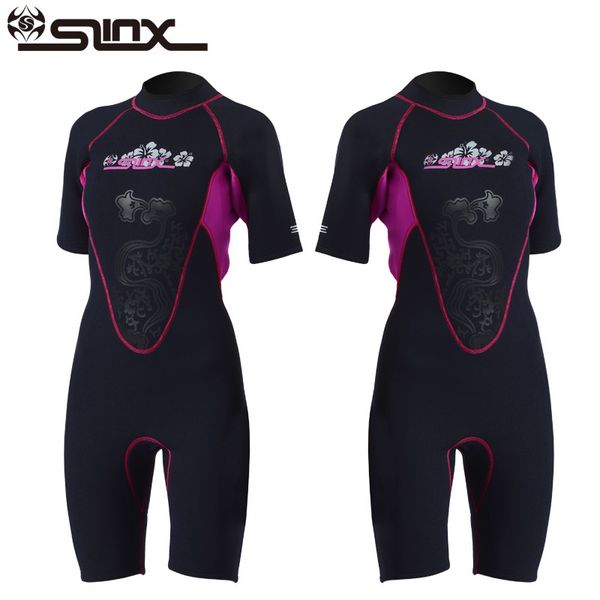 

slinx shorty wetsuit women short sleeve 3mm neoprene wetsuits for waterski snorkel surf diving sailing kayak