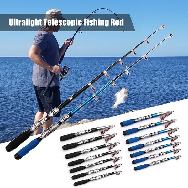 

portable mini fishing rod 1.0m - 2.3m retractable short sea rods fiberglass fishing rod spinning pole