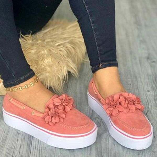 

2019 spring women flats shoes platform sneakers slip on flats leather suede ladies loafers casual floral shoes women creepers, Black