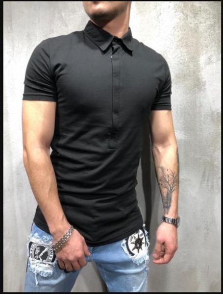 

tee men's designer polo t-shirts pure color business skinny ins tees summer fashion short sleeve, White;black