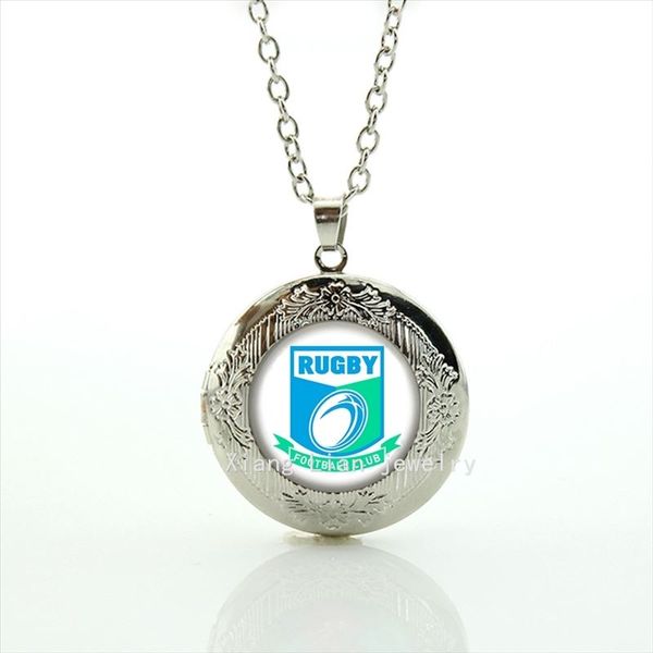 

glass cabochon pendant necklace rugby jewelry football club team souvenirs jewelry gift for men and women nf021, Silver
