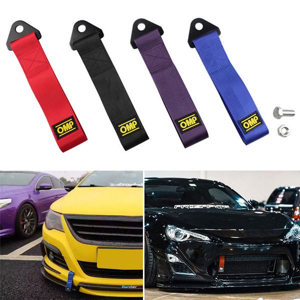 

8-12mm high strength racing red towing hook sports tow strap set car trailer rope for vehicle front rear bumper