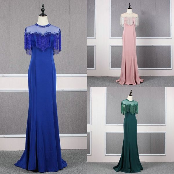 

luxurious beading crystal formal dresses evening 2020 juliet sleeves jewel pink green blue celebrity evening gowns prom party dress vestidos, Black;red
