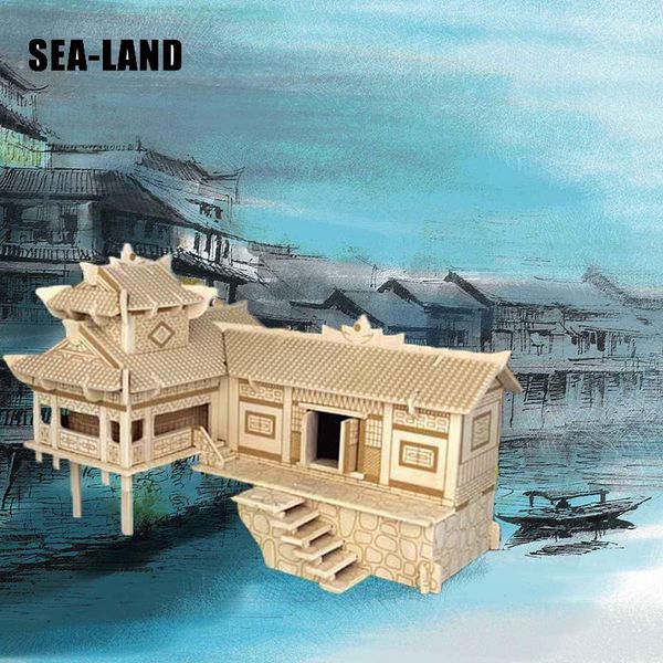 

kids toy of 3d puzzle wooden toys for children xiangxi houses on stilts montessori educationaly diy toy as a gift for y200413