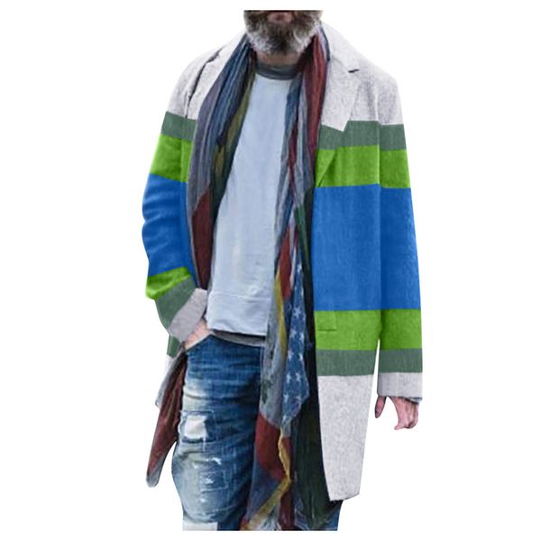 

men fashion casual loose lapel color coat autumn and winter european and american single-breasted woolen coat mens chamarras par, Black;brown