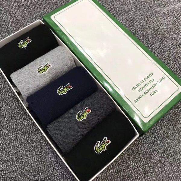 

2020 new brand men women sport socks cotton couple luxury designer socks for men crocodile pattern athletic sock size 5pcs, Black