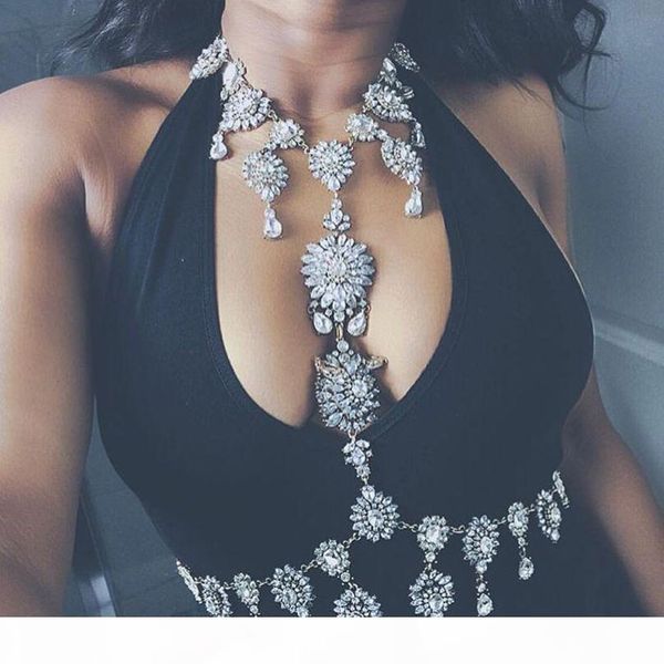 

lady summer long body necklace chain handmade tassel chunky boho gem crystal statement necklace femme vacation 3488