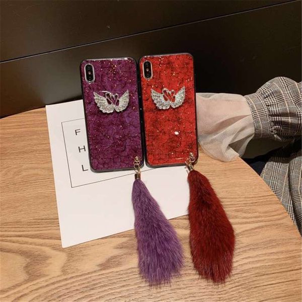 

new arrivals for iphone xs max swan case marble grain designer phone case girl style diamond swan case